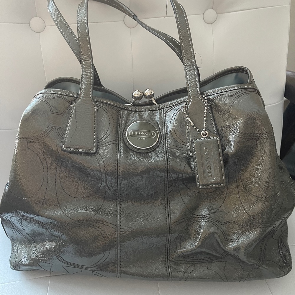 Coach Metallic Pewter Signature Purse E1093-F15658